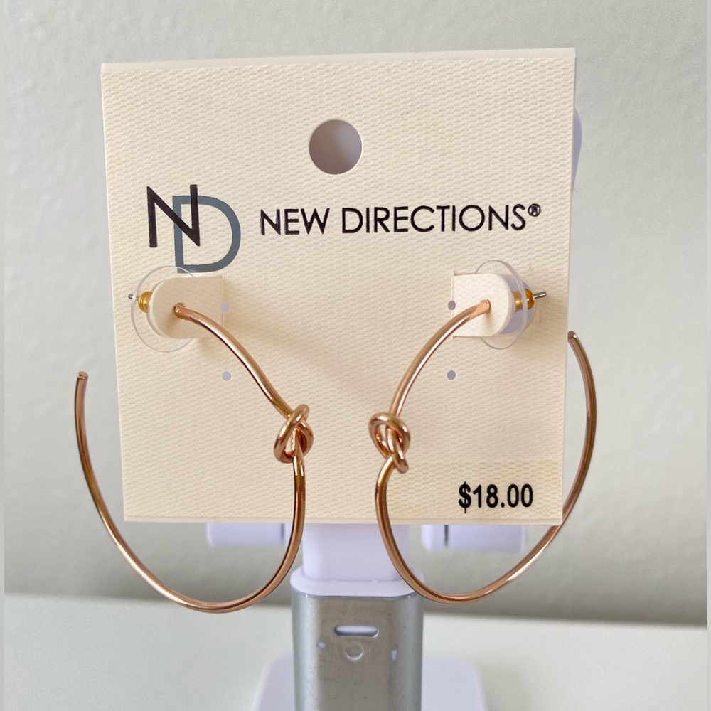 New Directions Classic Skinny Knot Hoop Earrings